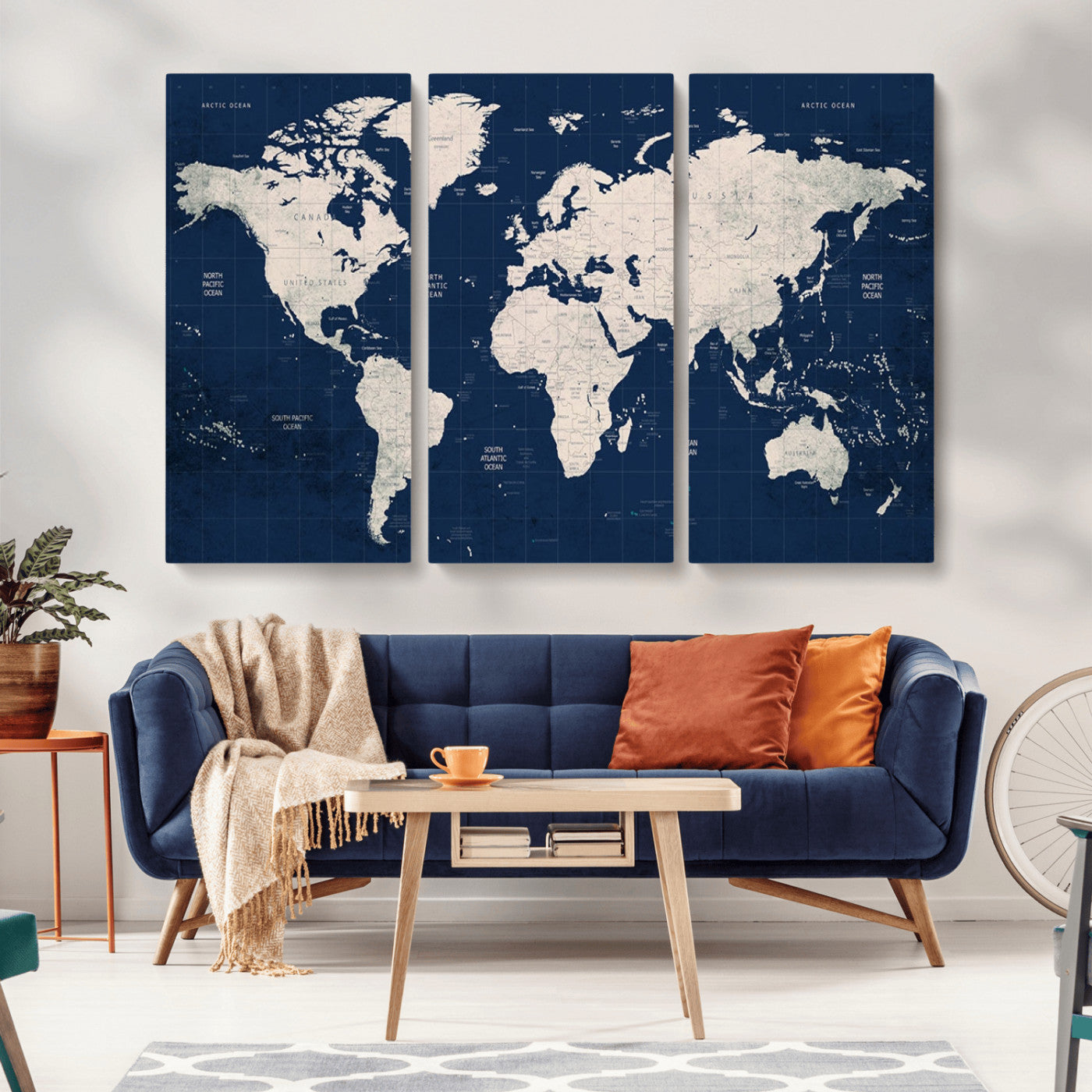 17866-MGV-CV-36X24-Push Pin World Map Canvas Print – Framed Wall Art for Couples to Track Their Travels – Anniversary