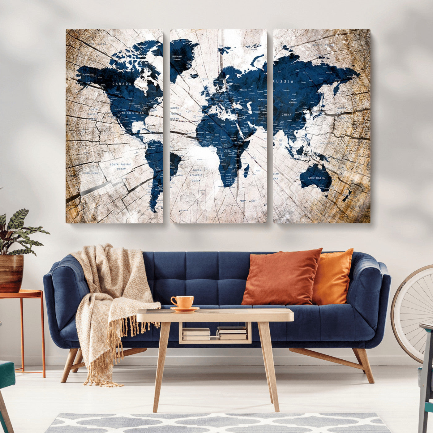 MGV-CV-48X32-3P - Push Pin World Map Canvas Print – Framed Wall Art for Couples to Track Their Travels – Anniversary