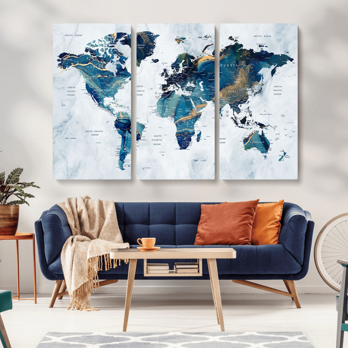 MGV-CV-48X32-3P - Push Pin World Map Canvas Print – Framed Wall Art for Couples to Track Their Travels – Anniversary