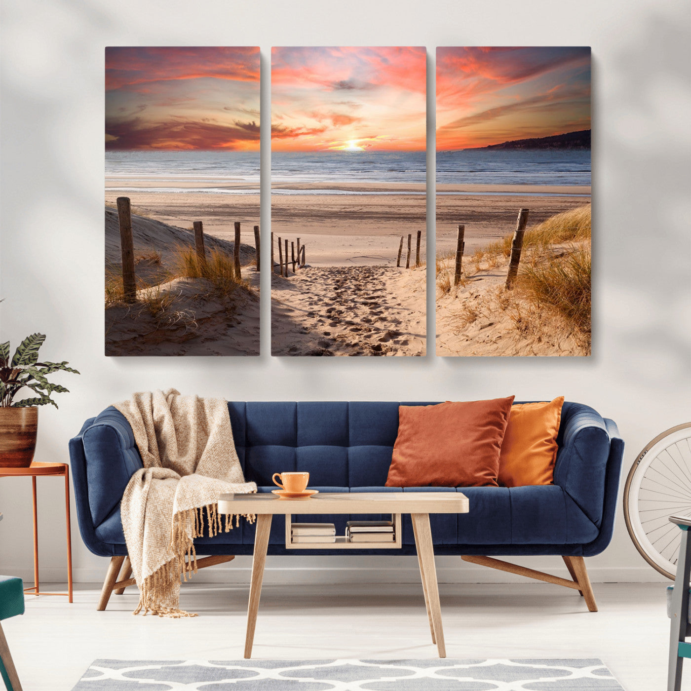 MGV-CV-48X32-3P - Sunset on the Sea Wall Art Canvas Print