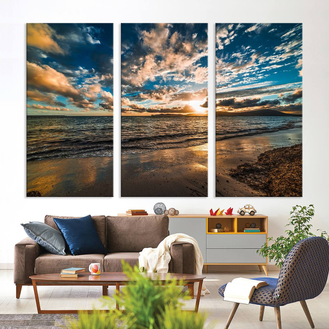 Beach Wall Art - Ocean Sunset Canvas.