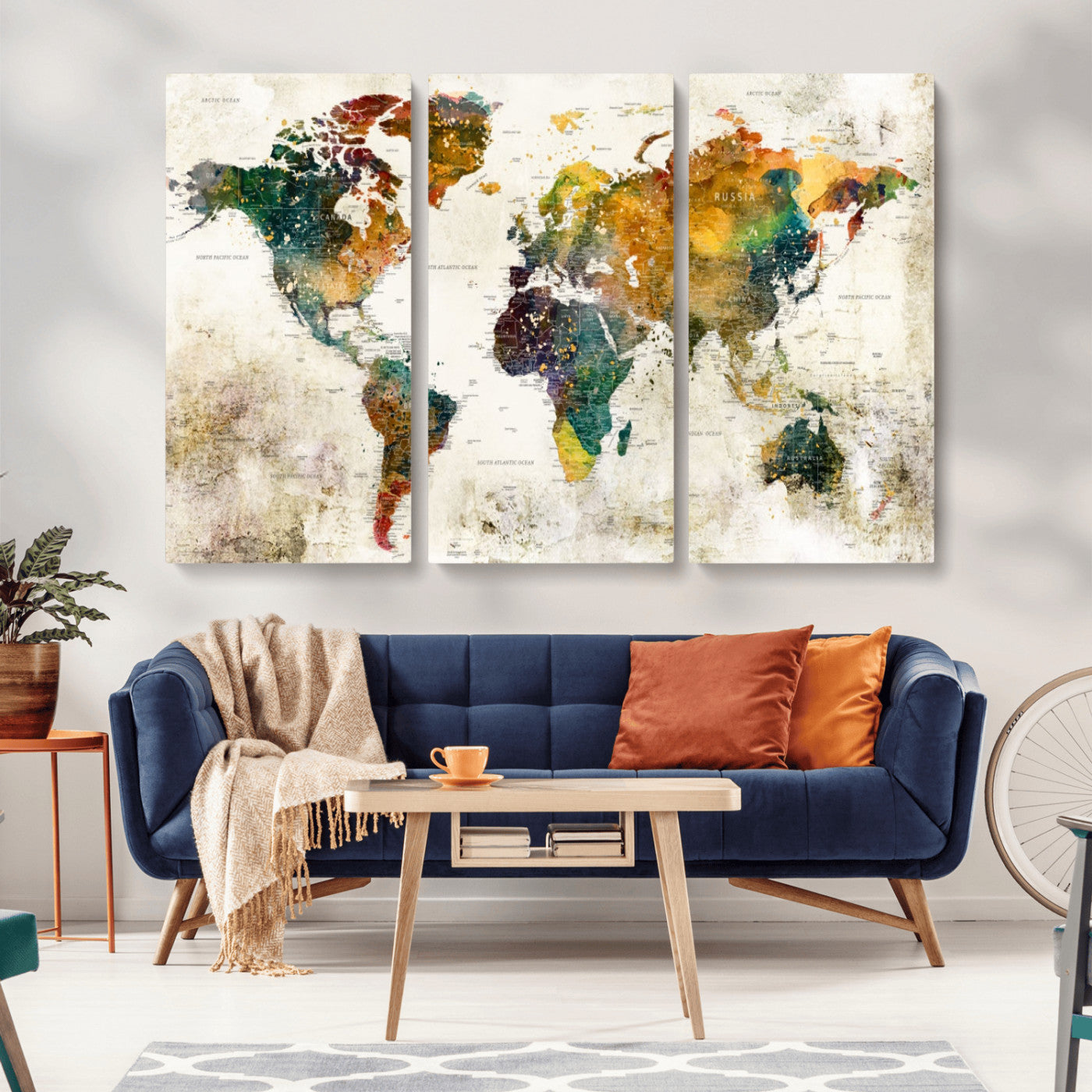 MGV-CV-48X32-3P - Push Pin World Map Canvas Print – Framed Wall Art for Couples to Track Their Travels – Anniversary