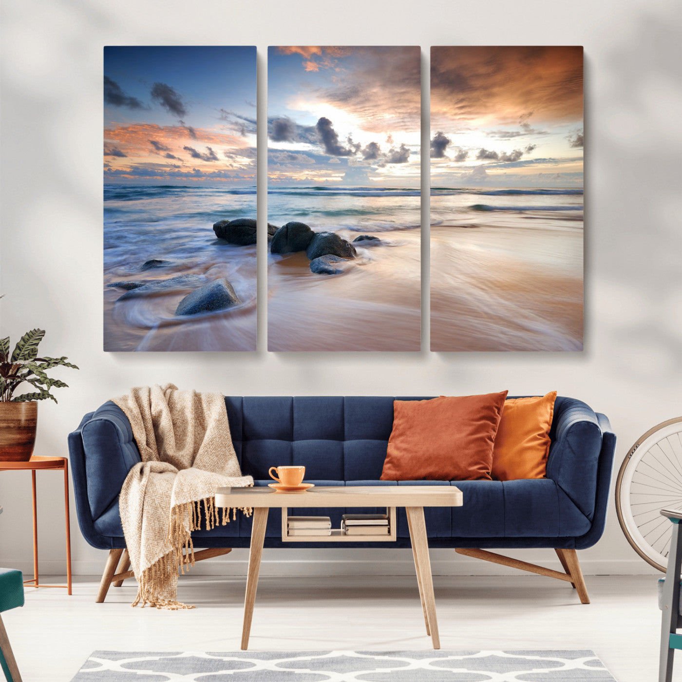 MGV-CV-48X32-3P - Serene Weather On The Beach Wall Art Canvas Print