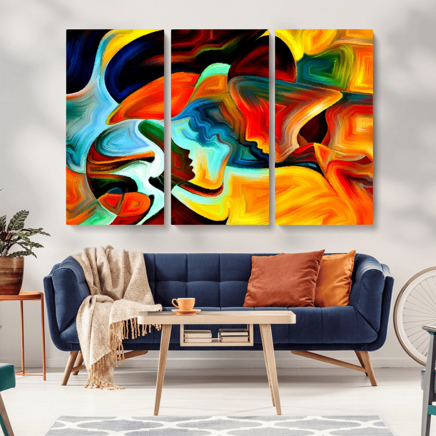 MGV-CV-48X32-3P - Human Love Figures Abstract Wall Art Canvas Print