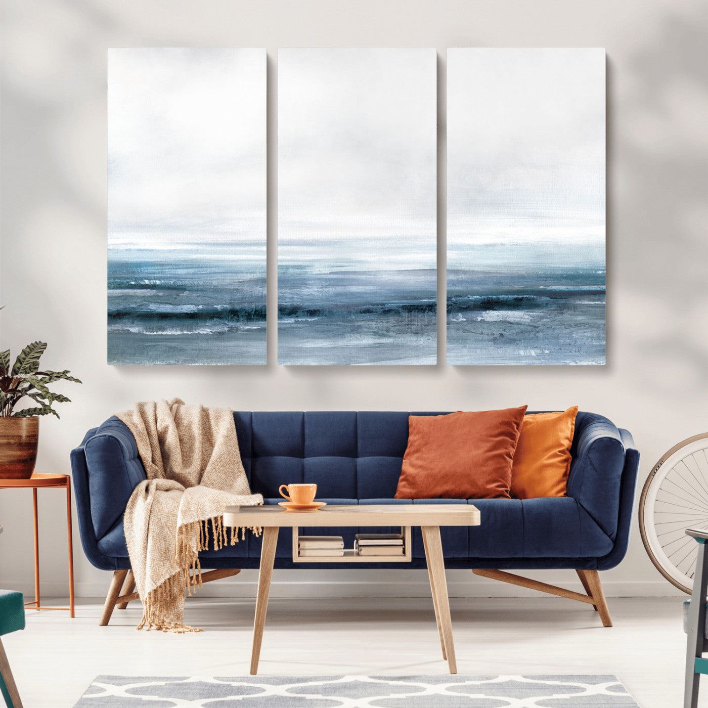 MGV-CV-48X32-3P - Blue Ocean Abstract Artwork Wall Art Canvas Print