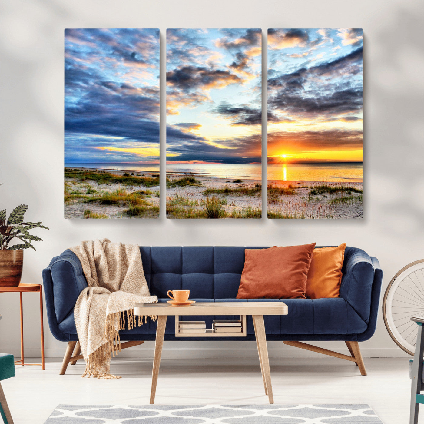 MGV-CV-48X32-3P - Sunset On The Ocean Wall Art Canvas Print