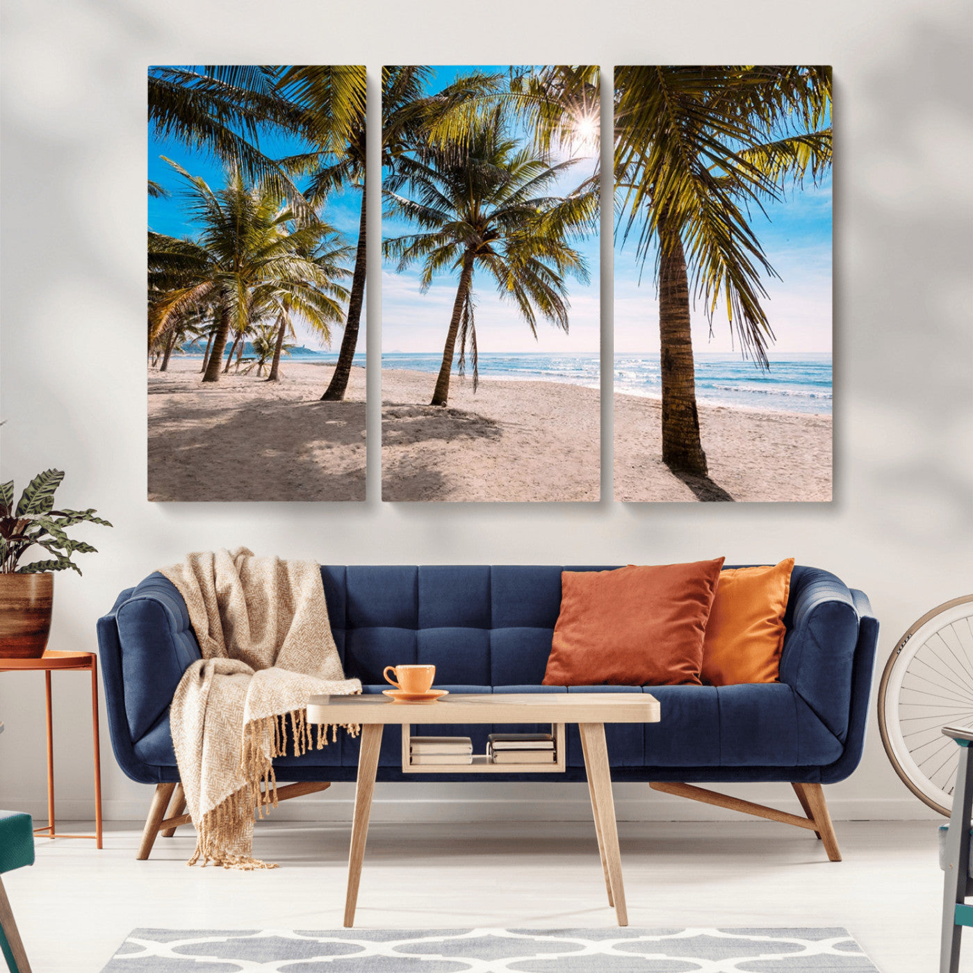 MGV-CV-48X32-3P - Palm Beach Tropical Island Wall Art Canvas Print