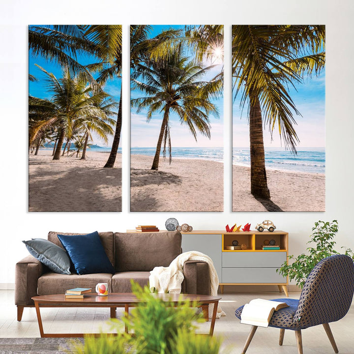 The Palm Beach Tropical Island Canvas Print is perfect wall art for a sunny beach vibe.