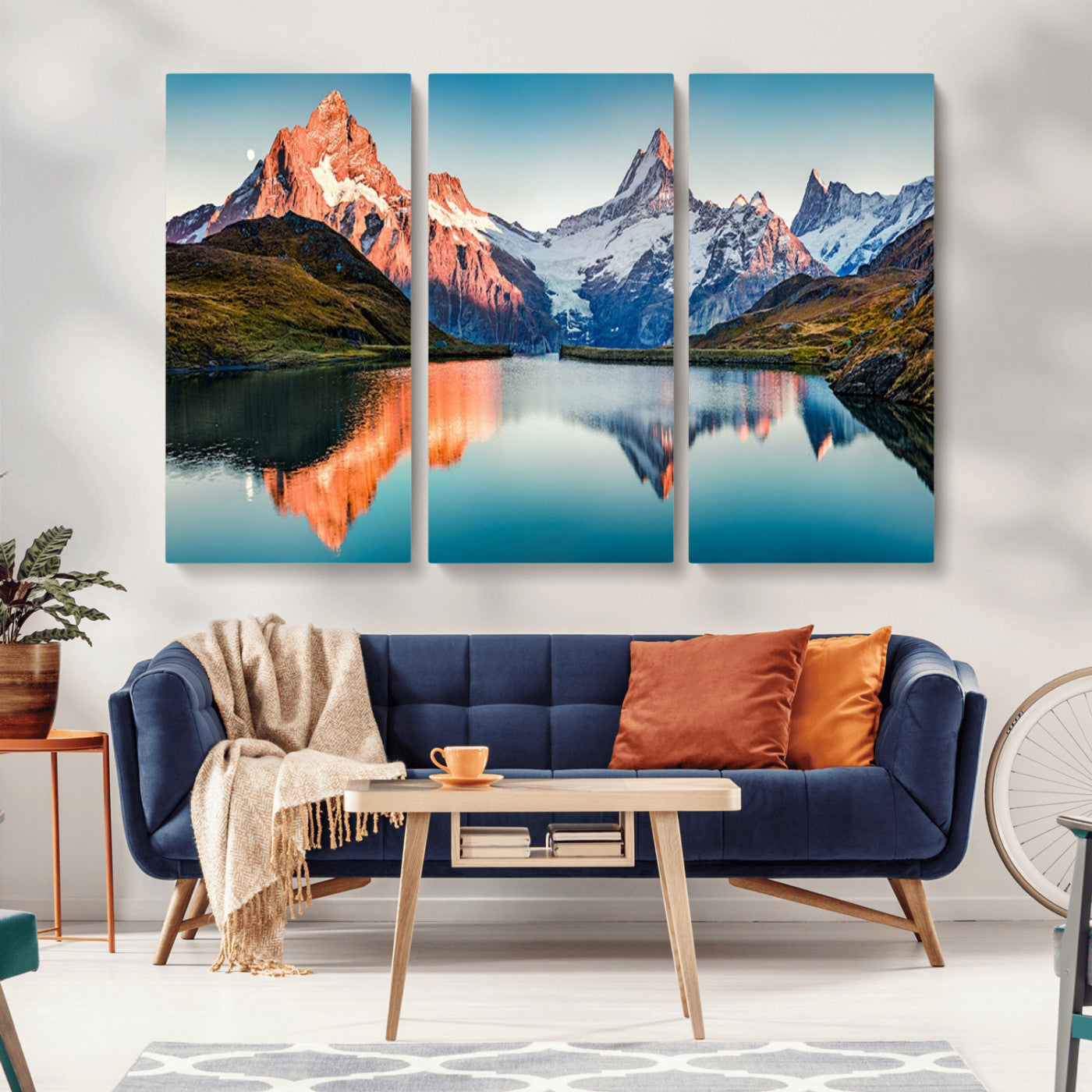 MGV-CV-48X32-3P - Landscape Mountain and Lake View Wall Art Canvas Print