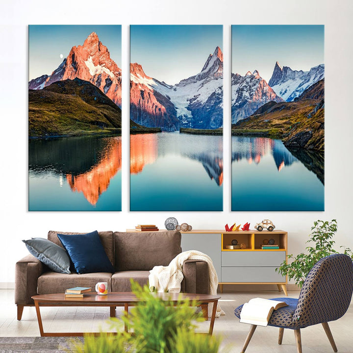 Landscape Mountain and Lake View Wall Art Canvas Print.