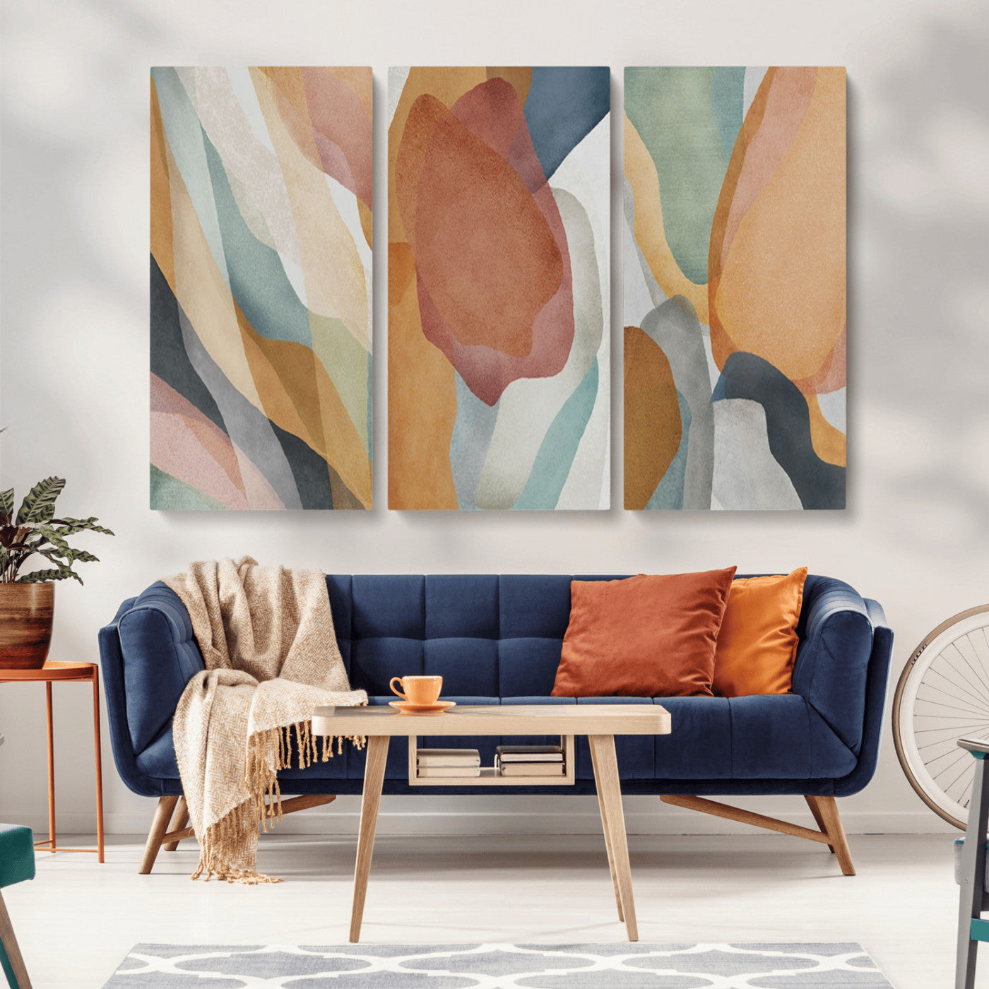 MGV-CV-48X32-3P - Boho Wall Art Canvas Print Set, Watercolor Boho Wall Art Canvas