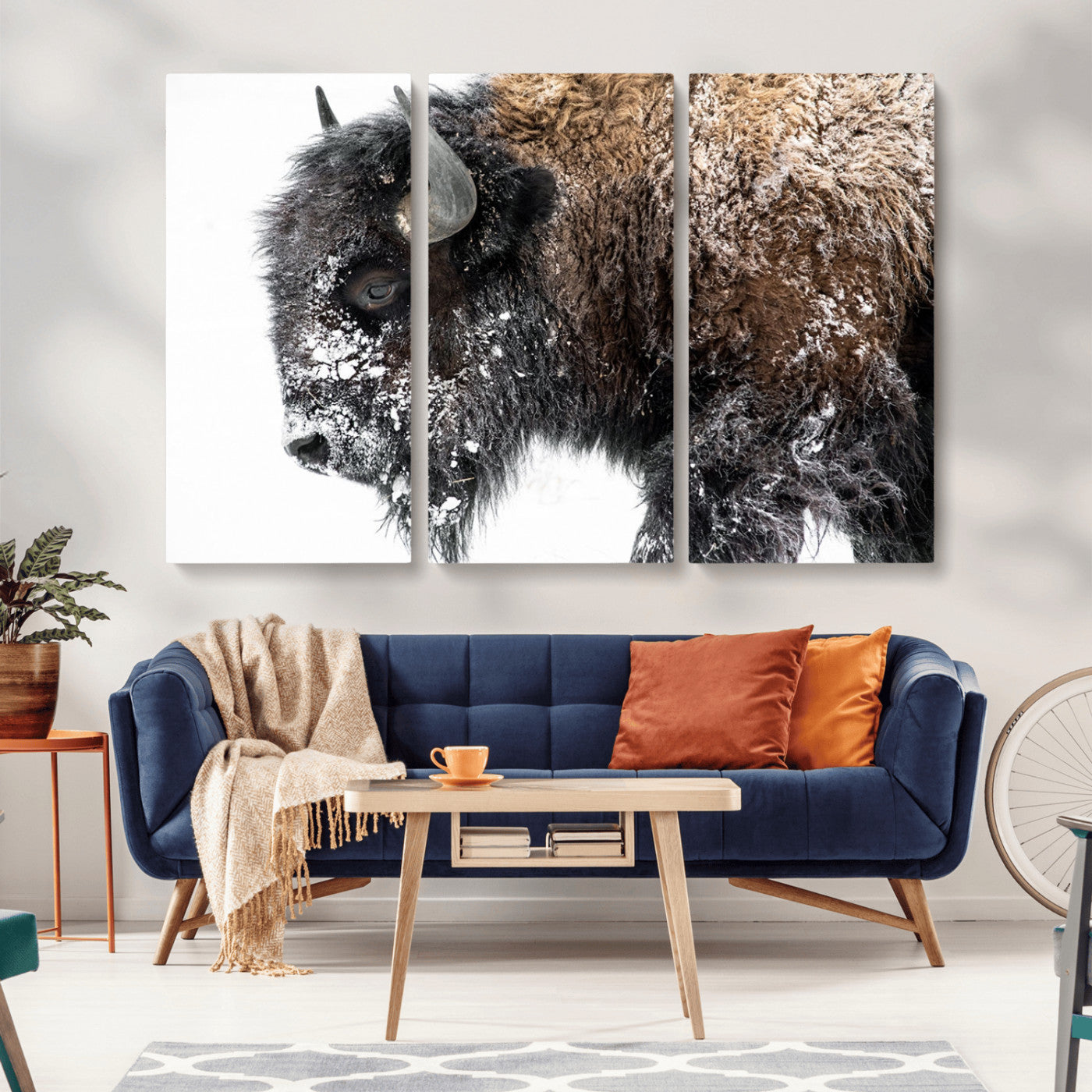 MGV-CV-48X32-3P - American Bison Wall Art Print | Buffalo Canvas Wall Art |  Framed and Ready to Hang Bison Print for Living Room or Office