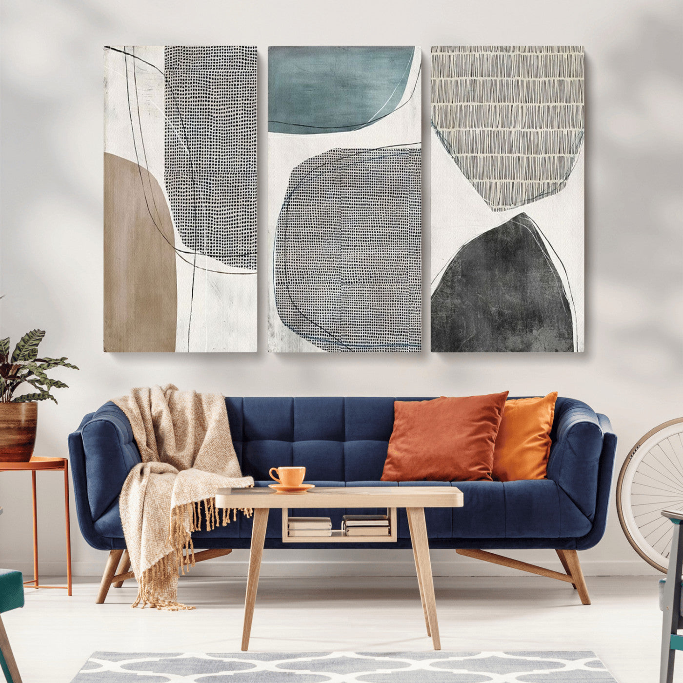 MGV-CV-48X32-3P - Canvas Print Wall Art Abstract Art Boho, Framed Boho Decor Canvas Print