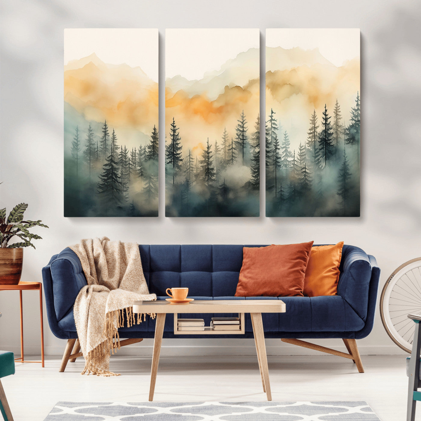 34155-MGV-CV-36X24-Abstract Forest Print - Mountain Wall Art | Autumn Landscape Canvas Print for Living Room, Bedroom, or Office | Large Wall Art Decor