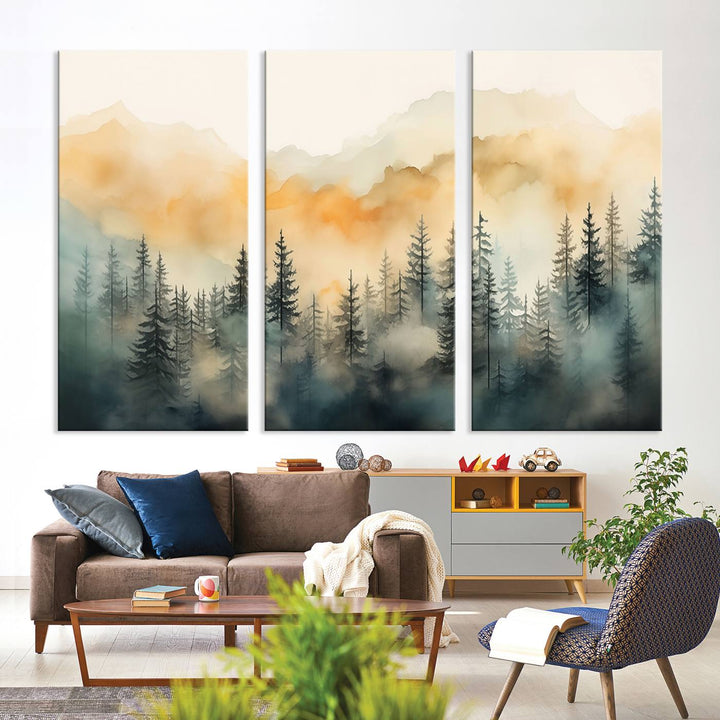 Abstract Forest Print - Mountain Wall Art showcasing a captivating design.