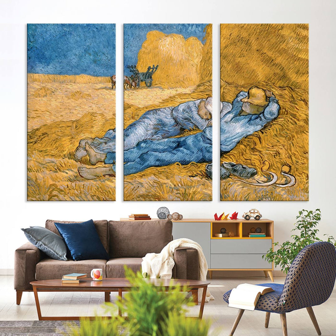 A Vincent Van Gogh Nature canvas print depicting resting farmers.