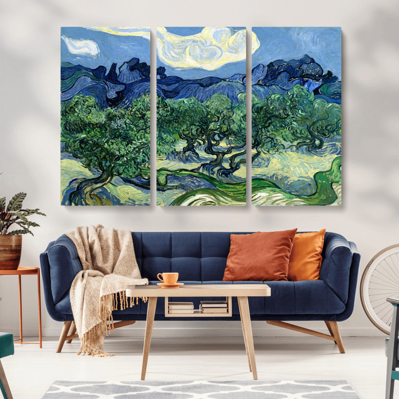 MGV-CV-48X32-3P - Olive Trees Van Gogh Wall Art Canvas Print