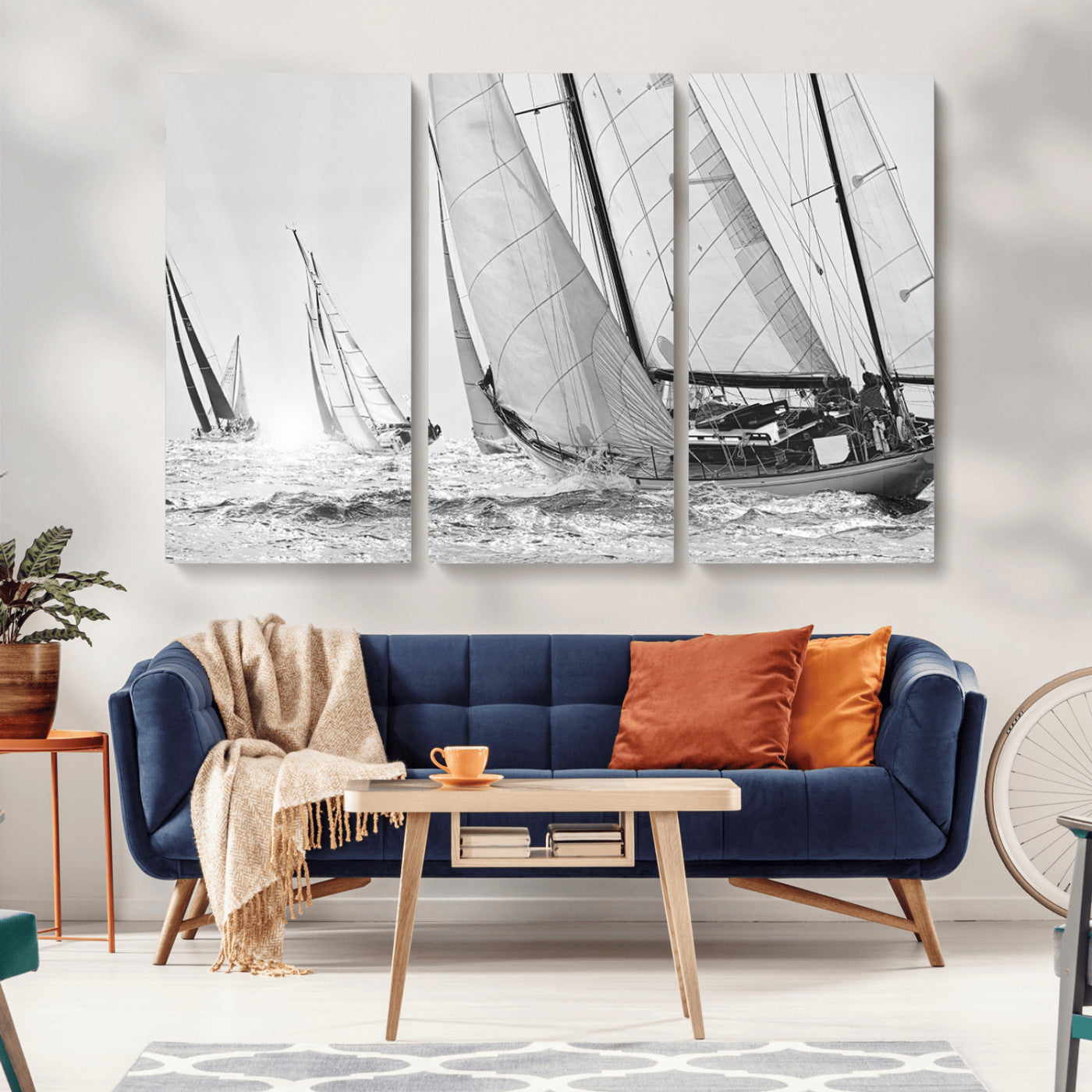 MGV-CV-48X32-3P - Yacht Sailboat Regatta Canvas Wall Art Canvas Print