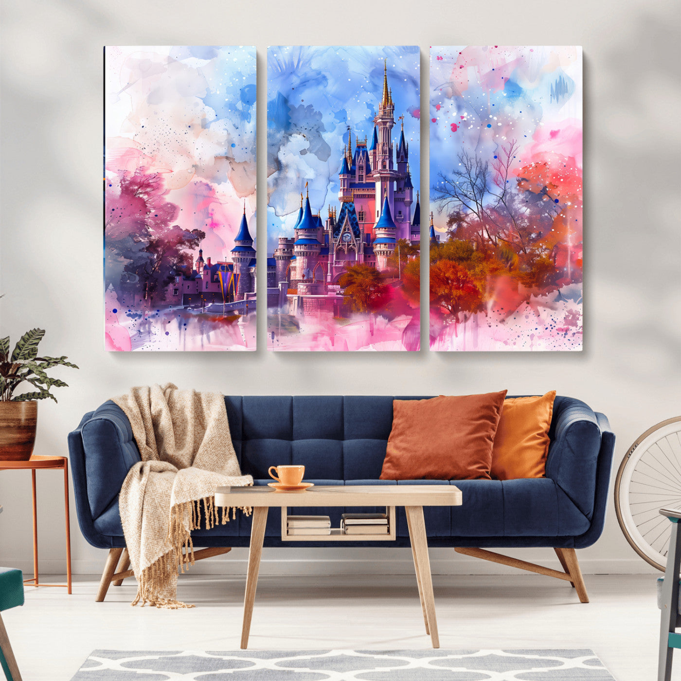 MGV-CV-48X32-3P - Disney Wall Art: Dreamy Watercolor Cinderella Castle Canvas Print