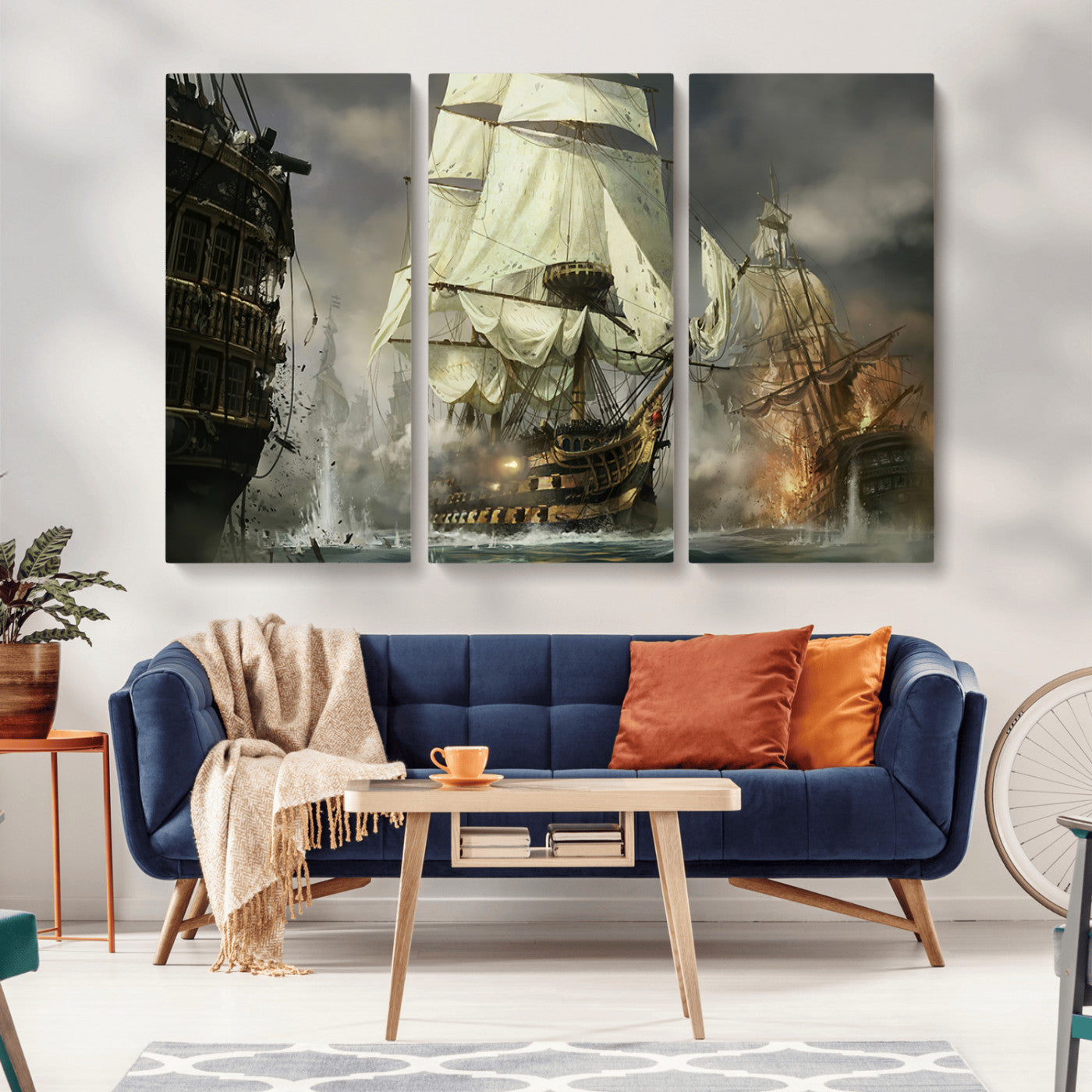 MGV-CV-48X32-3P - Pirate Ship War Wall Art Canvas Print