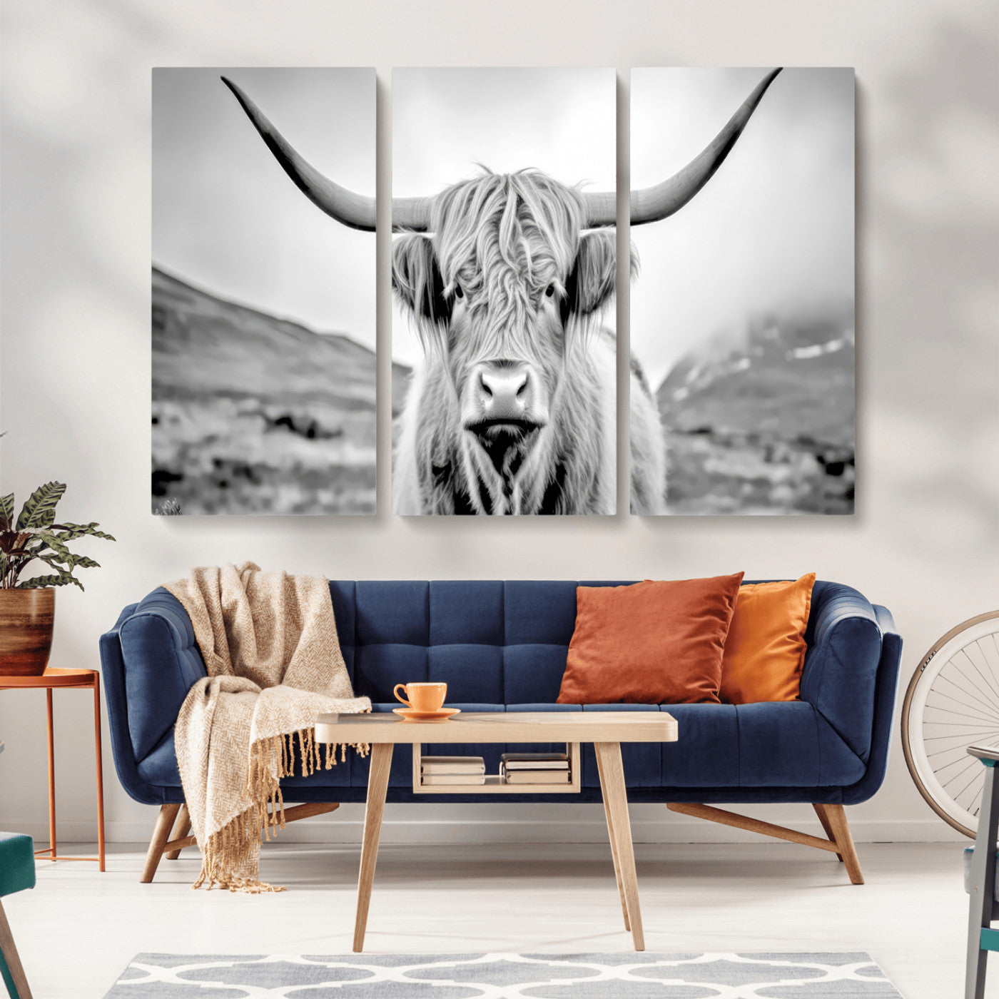 MGV-CV-48X32-3P - Scottish Cow Wall Art Canvas Print