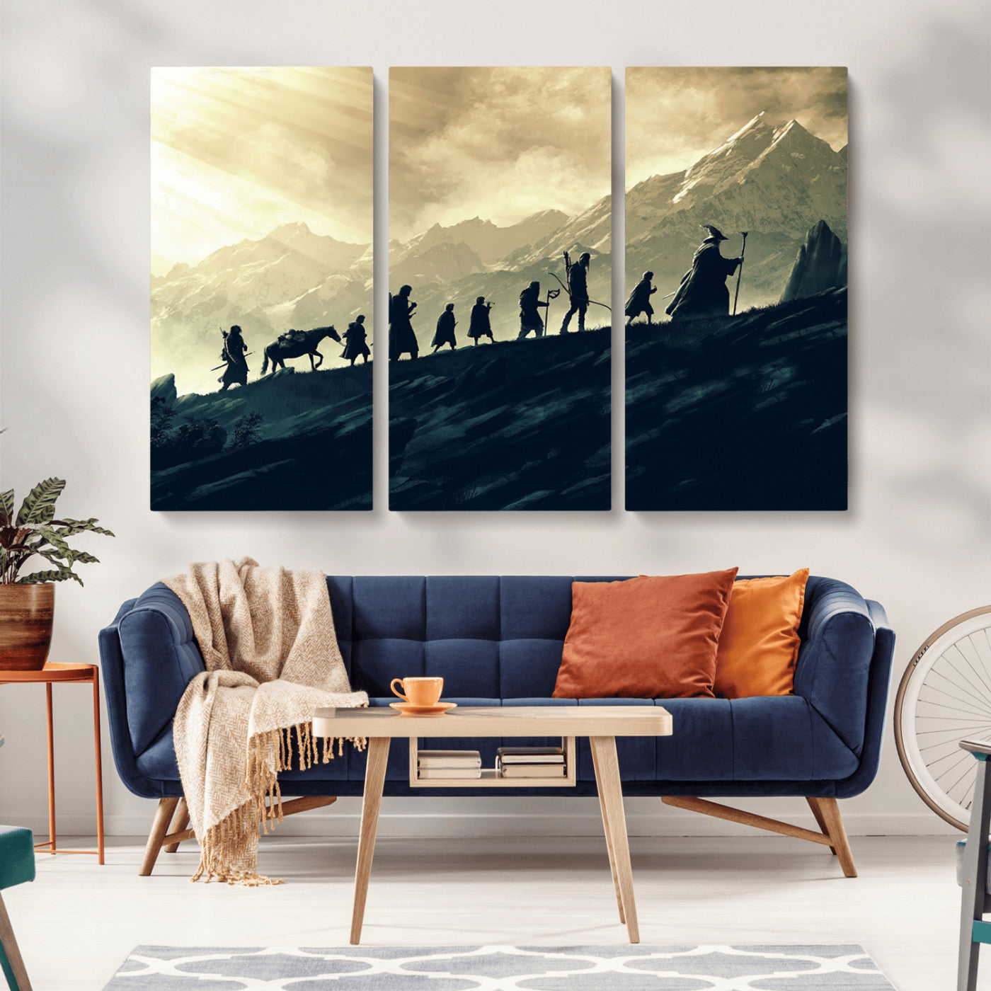 41574-MGV-CV-36X24-Lord of the Rings Silhouette Wall Art Capturing the Epic Quest Through Middle-Earth - The