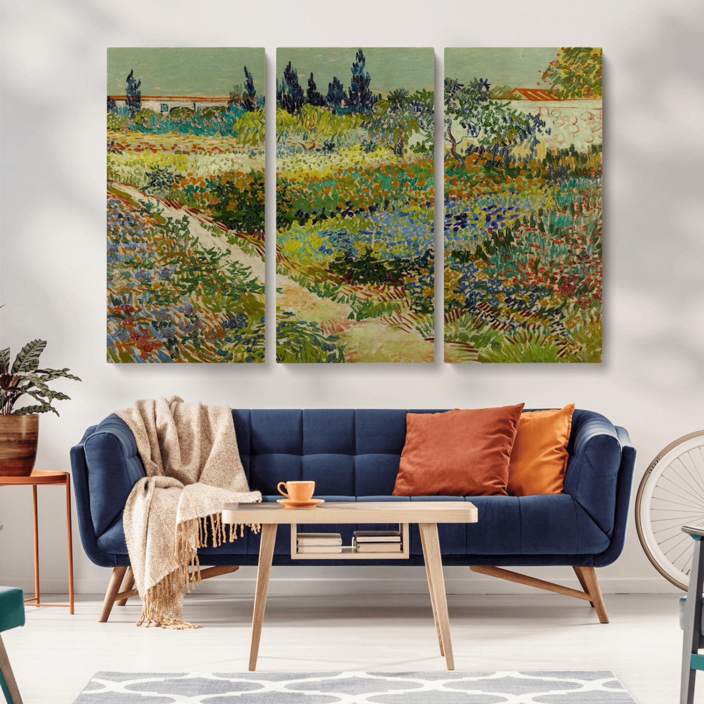 MGV-CV-48X32-3P - Vincent van Gogh Garden at Arles Wall Art Canvas Print