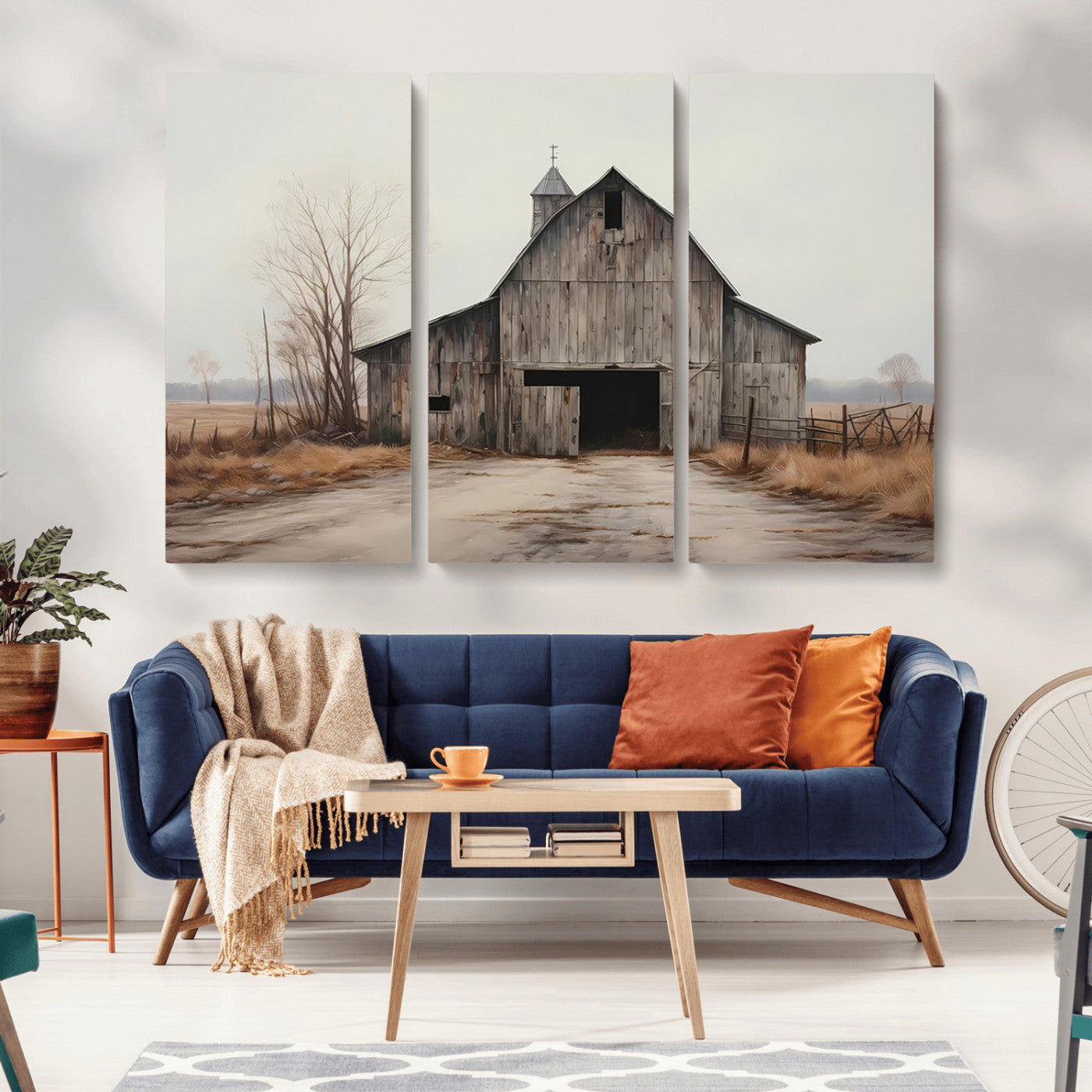 MGV-CV-48X32-3P - Farmhouse Rustic Barn Wall Art Canvas Print – Framed and Ready to Hang – Perfect Addition to Farmhouse Wall Décor