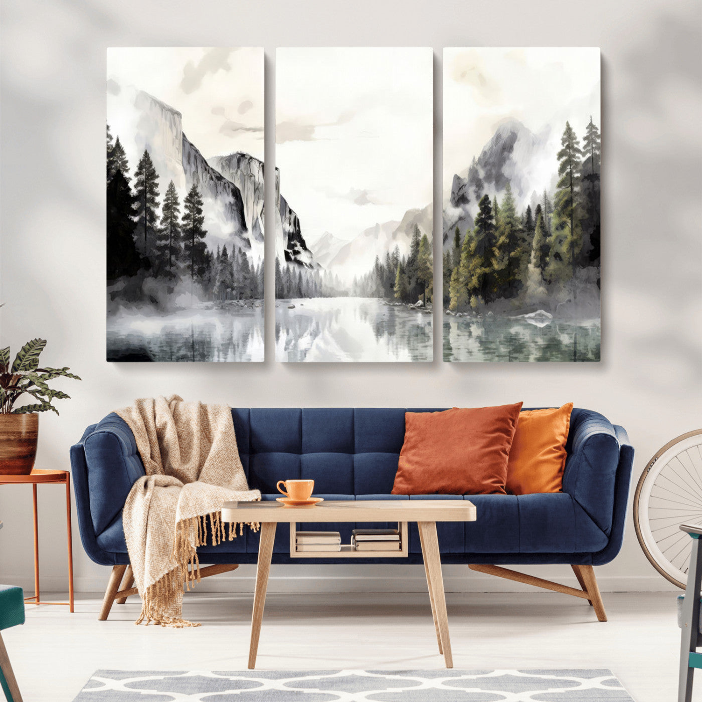 MGV-CV-48X32-3P - Yosemite Valley Wall Art Canvas Print – Framed and Ready to Hang – Majestic Nature Landscape Décor