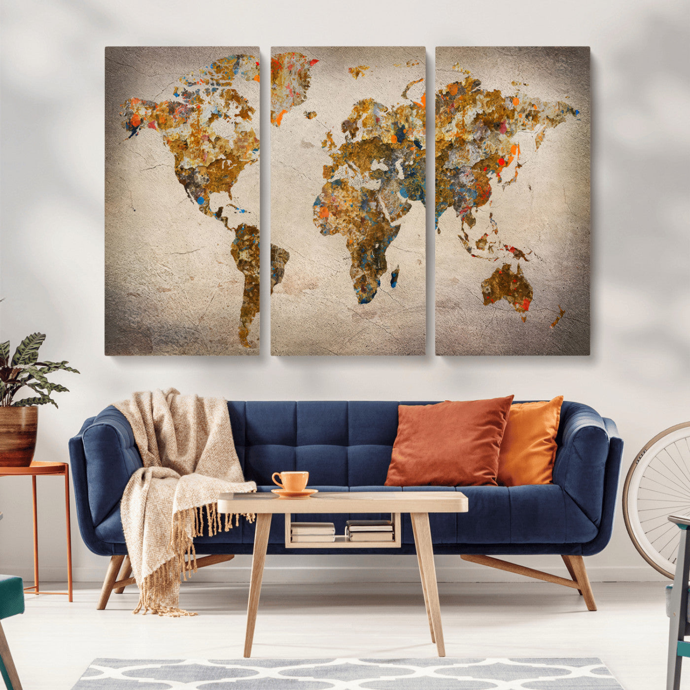 MGV-CV-48X32-3P - Push Pin World Map Canvas Print – Framed Wall Art for Couples to Track Their Travels – Anniversary