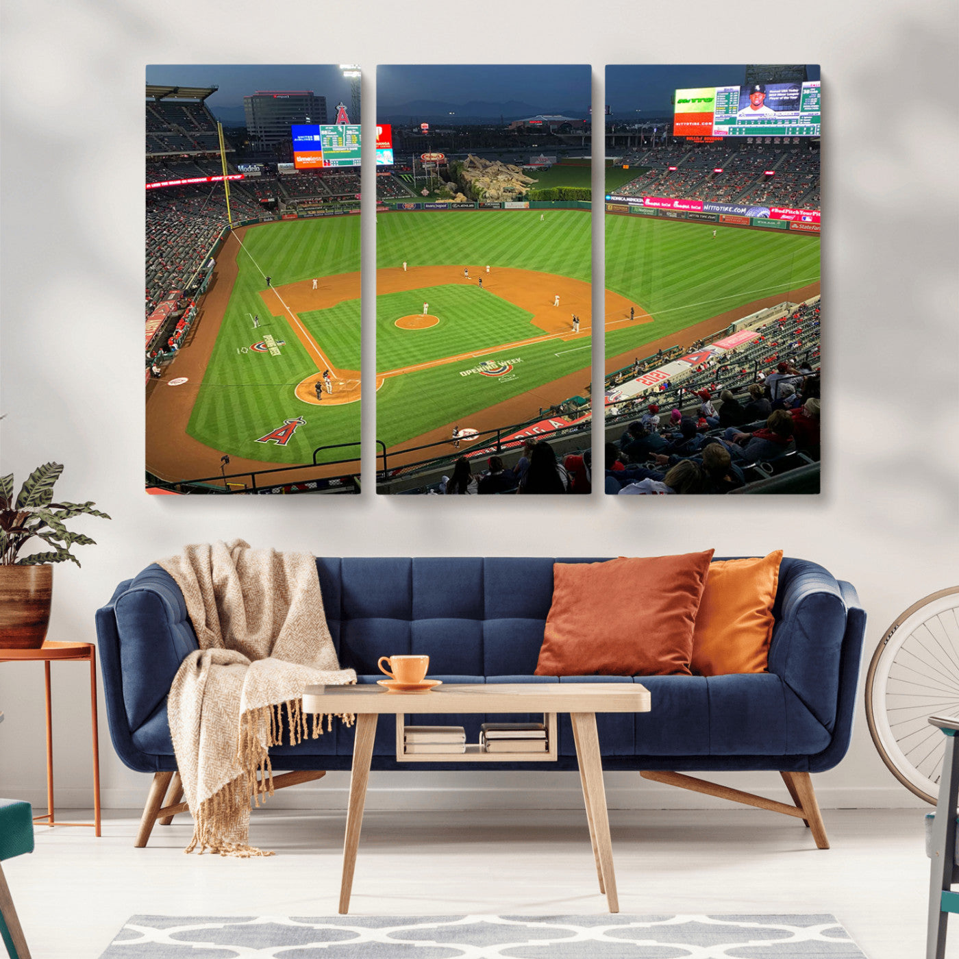 MGV-CV-48X32-3P - Angel Stadium Aerial View – Los Angeles Angels Baseball Canvas Print, Framed, Ready to Hang