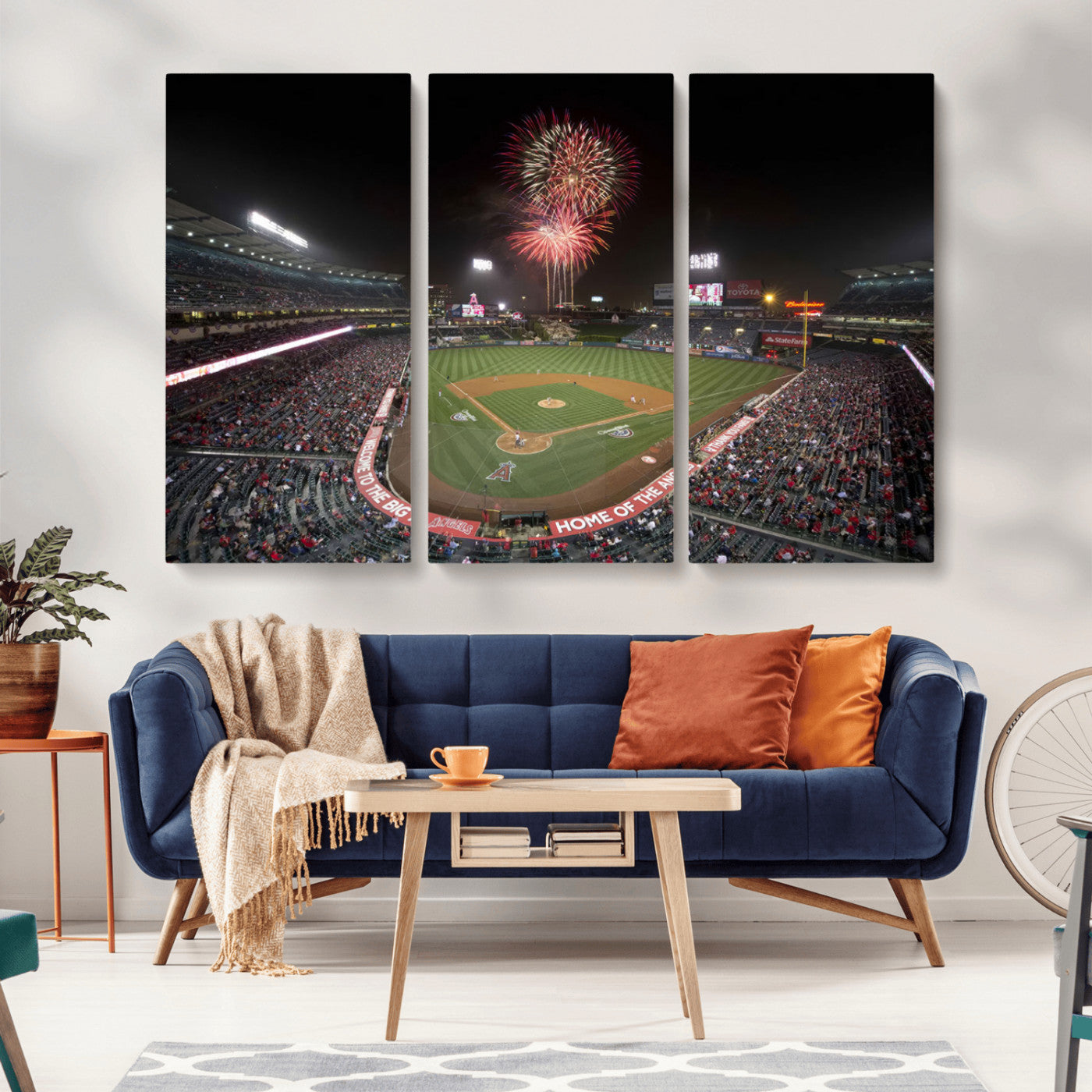 MGV-CV-48X32-3P - Fireworks at Angel Stadium – Los Angeles Angels Night Game Canvas Print, Framed, Ready to Hang