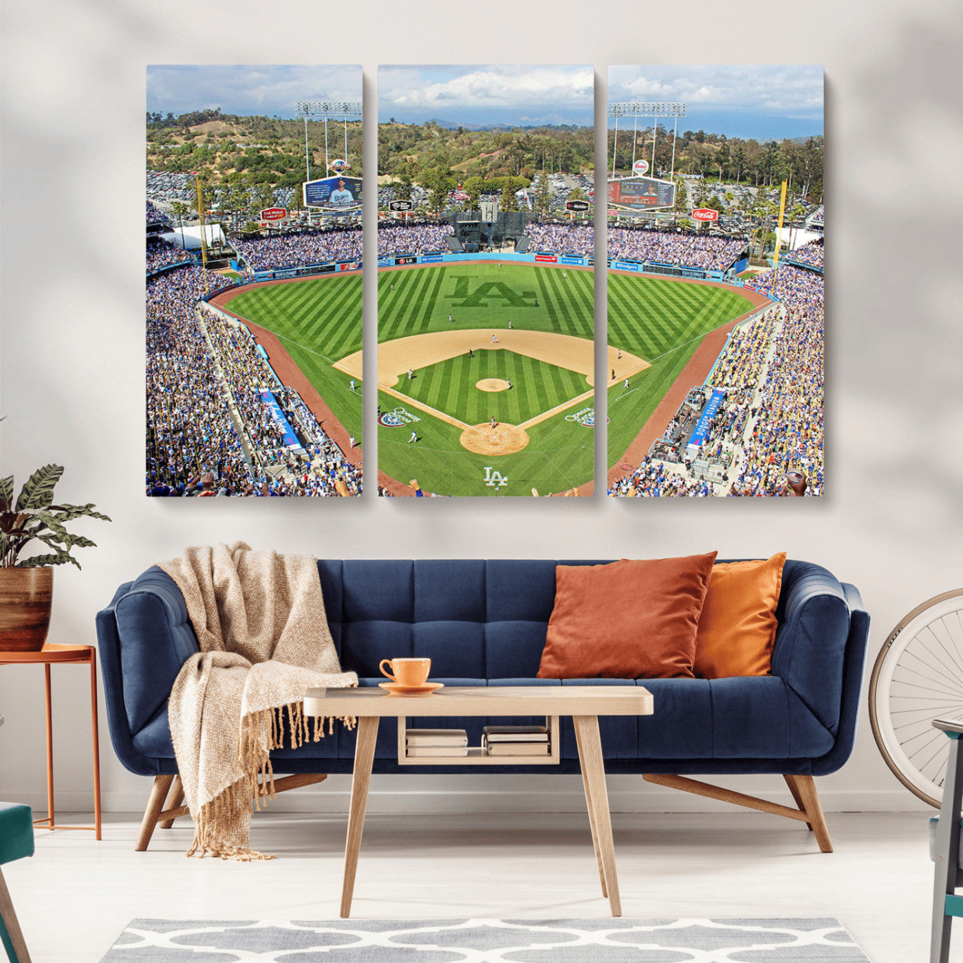 MGV-CV-48X32-3P - Citi Field Wall Art Print | 3-Panel New York Mets Baseball Stadium Canvas Print | Framed Sports Decor for Living Room, Man Cave, or Office