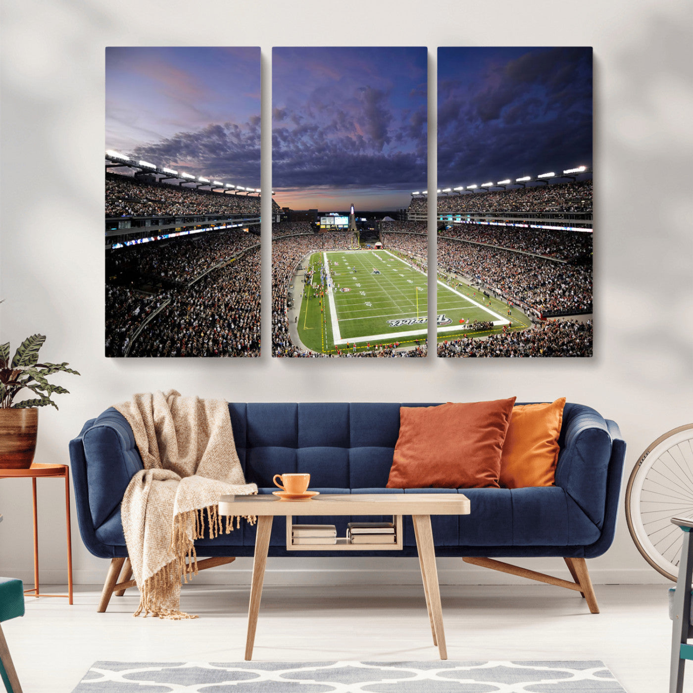 MGV-CV-48X32-3P - New England Patriots Football Team Print - Foxborough Gillette Stadium Wall Art Canvas Print