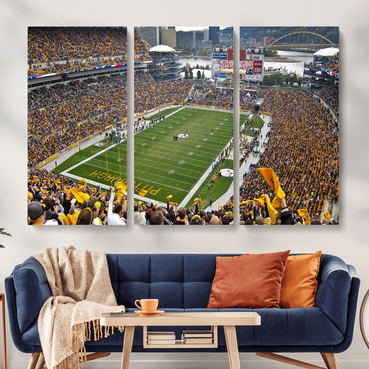 51419-MGV-CV-48X32-3P - Pittsburgh Steelers Print - Pittsburgh Heinz Field Stadium Wall Art Canvas Print