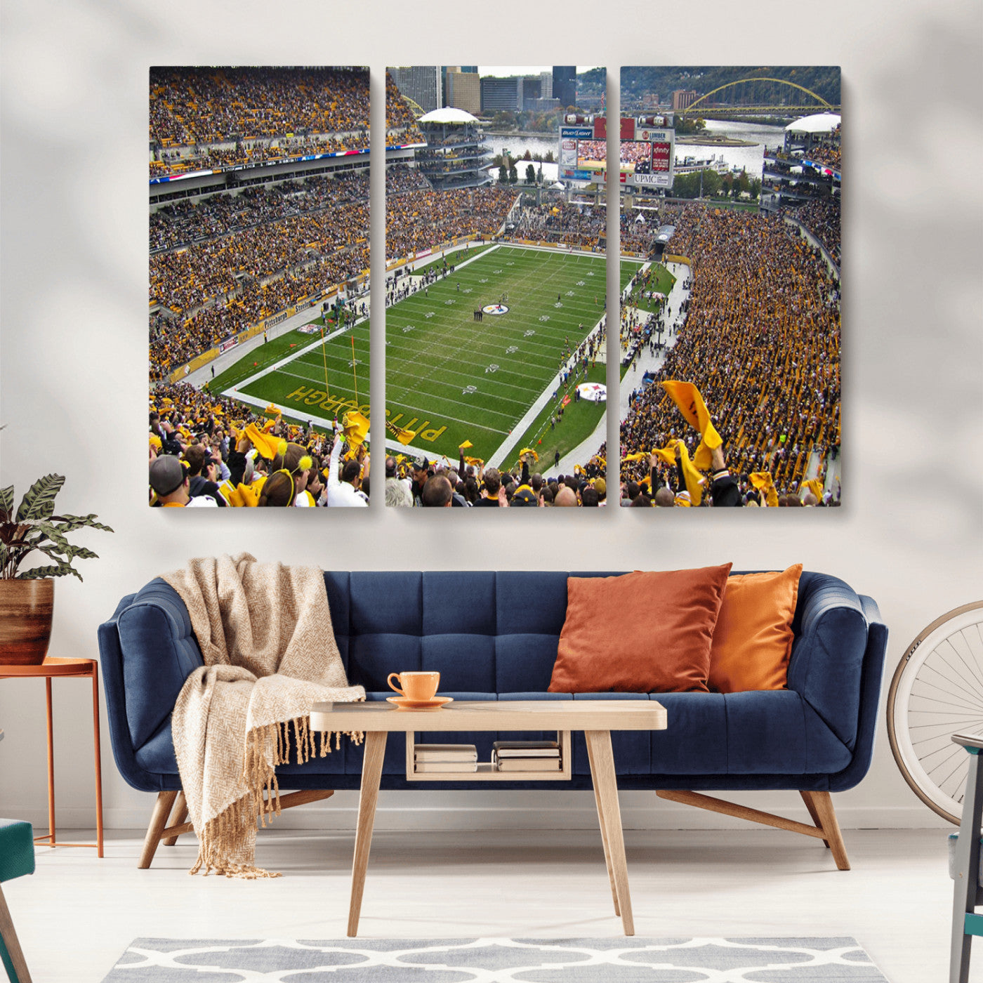 MGV-CV-48X32-3P - Pittsburgh Steelers Football Team Print - Pittsburgh Heinz Field Stadium Wall Art Canvas Print