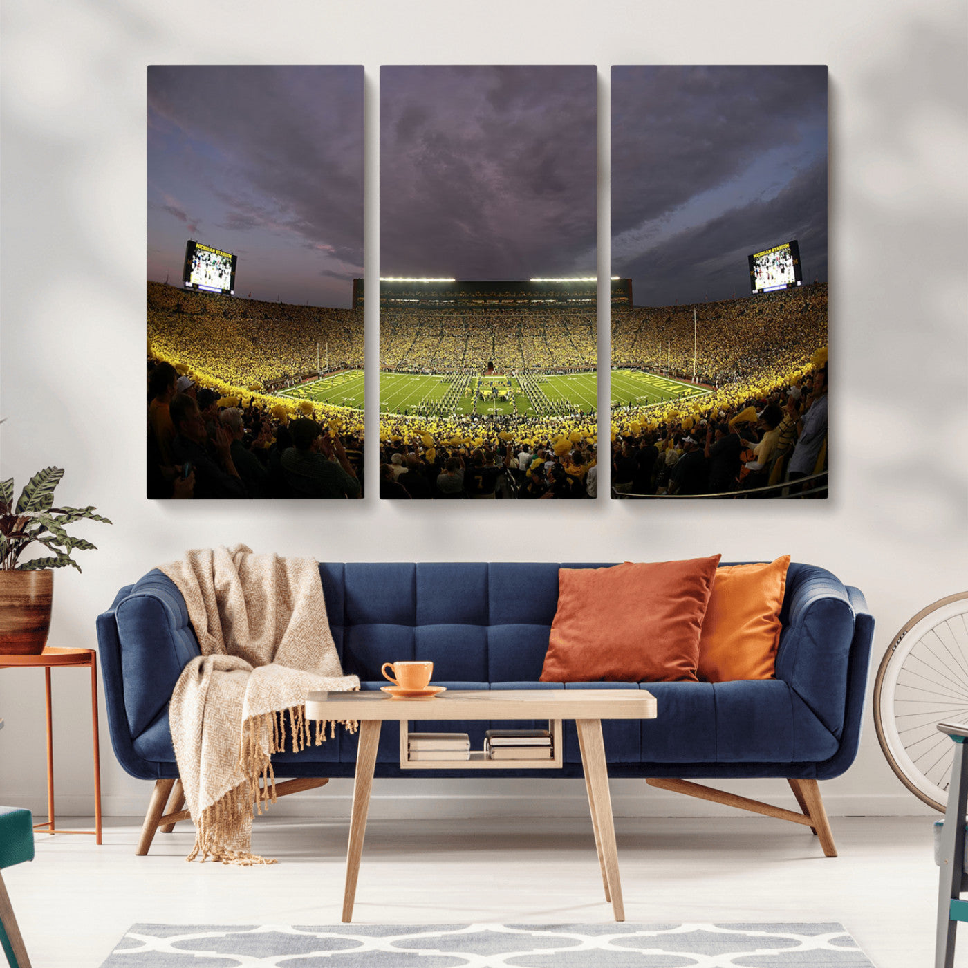 MGV-CV-48X32-3P - Michigan Wolverines Football Team Print - Michigan Stadium Wall Art Canvas Print