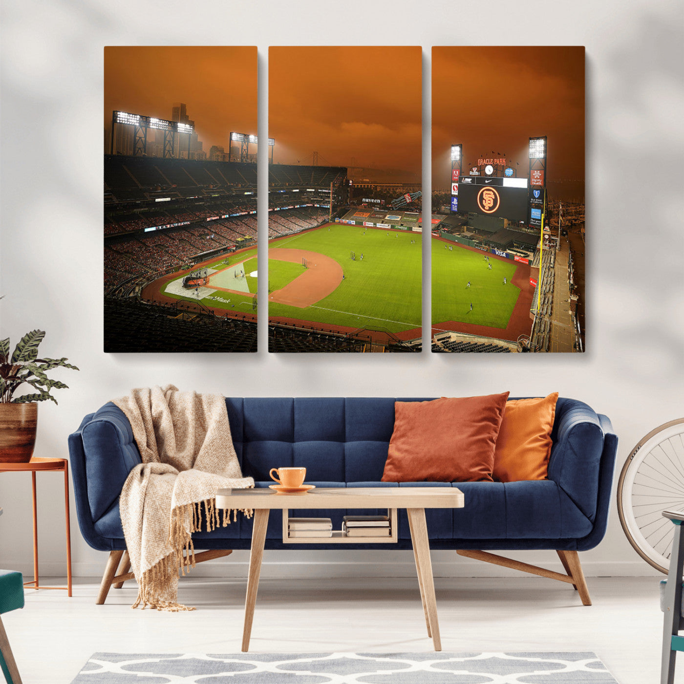 MGV-CV-48X32-3P - San Francisco Giants Baseball Team Print - Oracle Park Stadium Wall Art Canvas Print