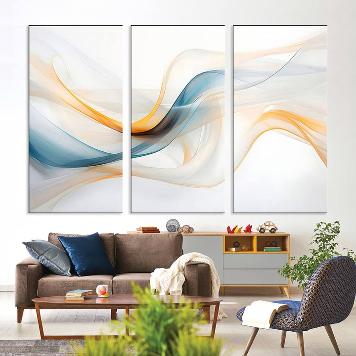 Decorative Turquoise Abstract Wave Wall Art Canvas Print.