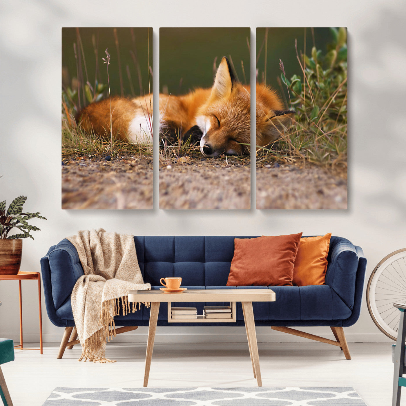 -Sleeping Fox Wall Art Canvas Print, Farmhouse Wall Decor and Animal Wall Art Print