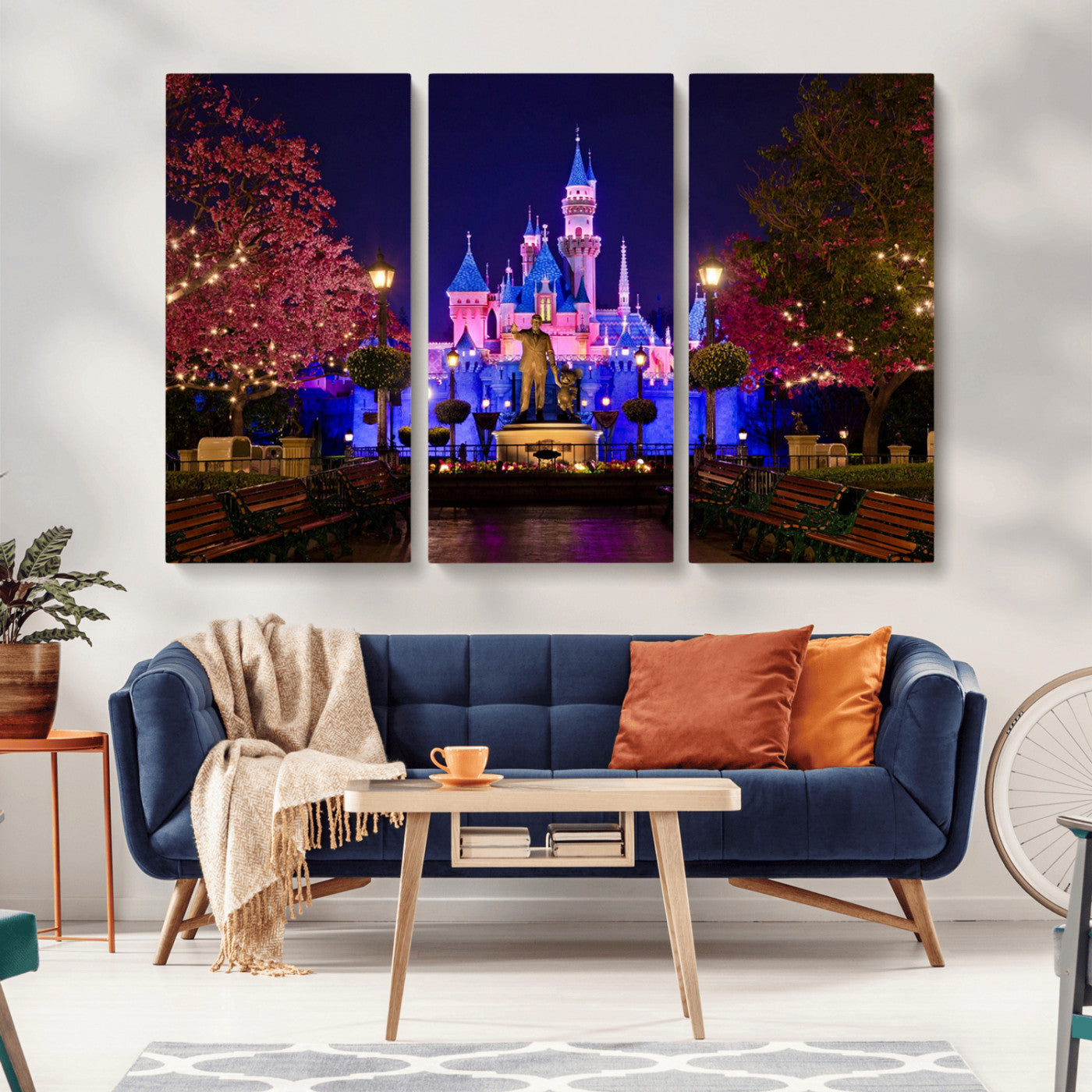 MGV-CV-48X32-3P - Castle Large Wall Art Disney Magic Kingdom Kids Room Decor - Disney World Christmas Home Decor Child