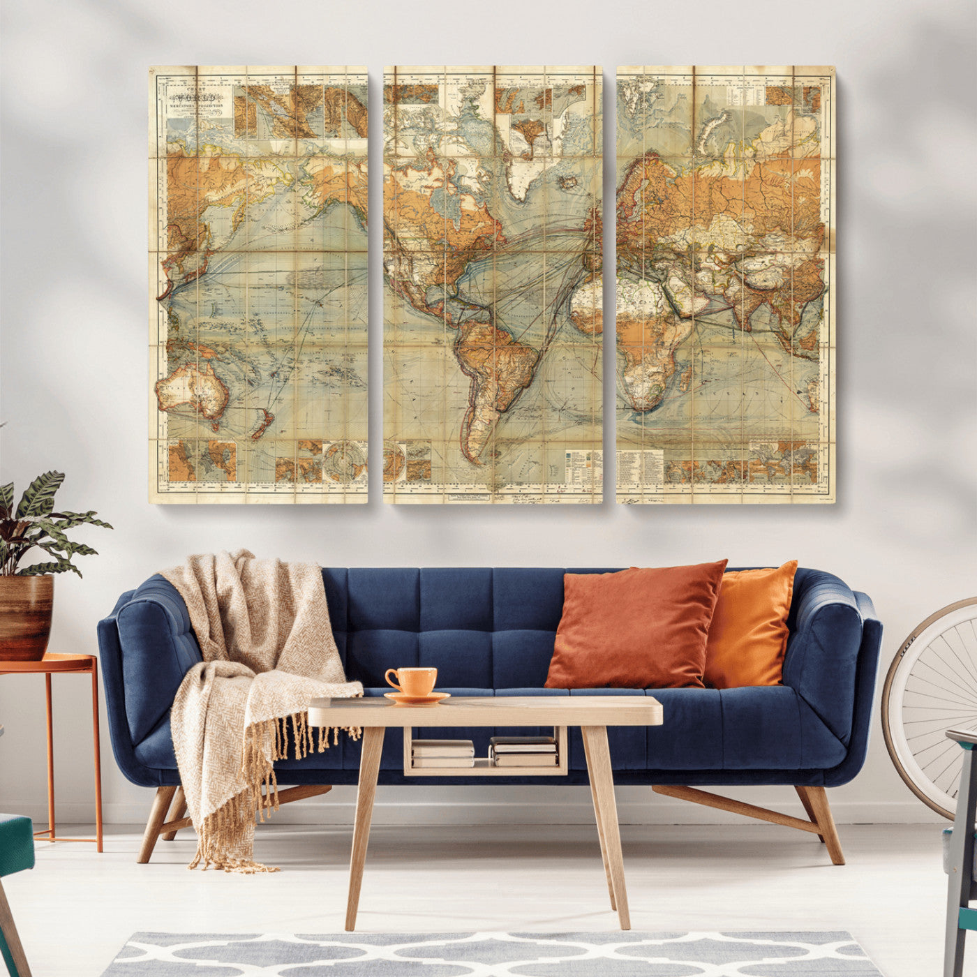 MGV-CV-48X32-3P - Push Pin World Map Canvas Print – Framed Wall Art for Couples to Track Their Travels – Anniversary