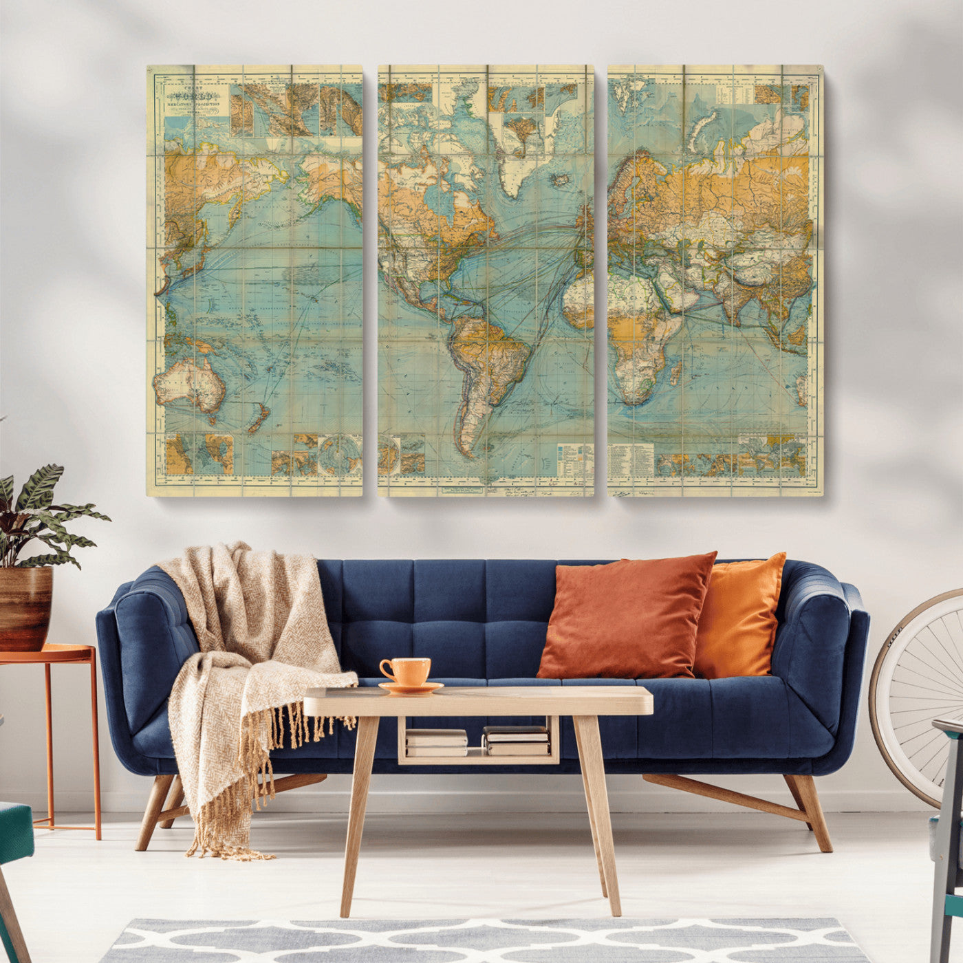 MGV-CV-48X32-3P - Push Pin World Map Canvas Print – Framed Wall Art for Couples to Track Their Travels – Anniversary