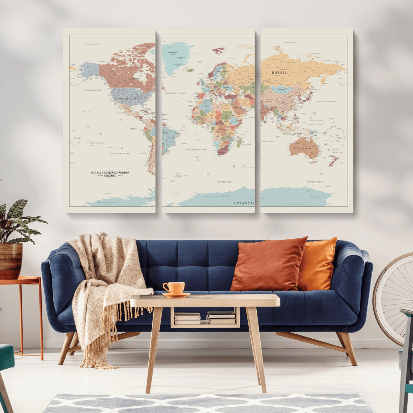 MGV-CV-48X32-3P - Push Pin World Map Canvas Print – Framed Wall Art for Couples to Track Their Travels – Anniversary