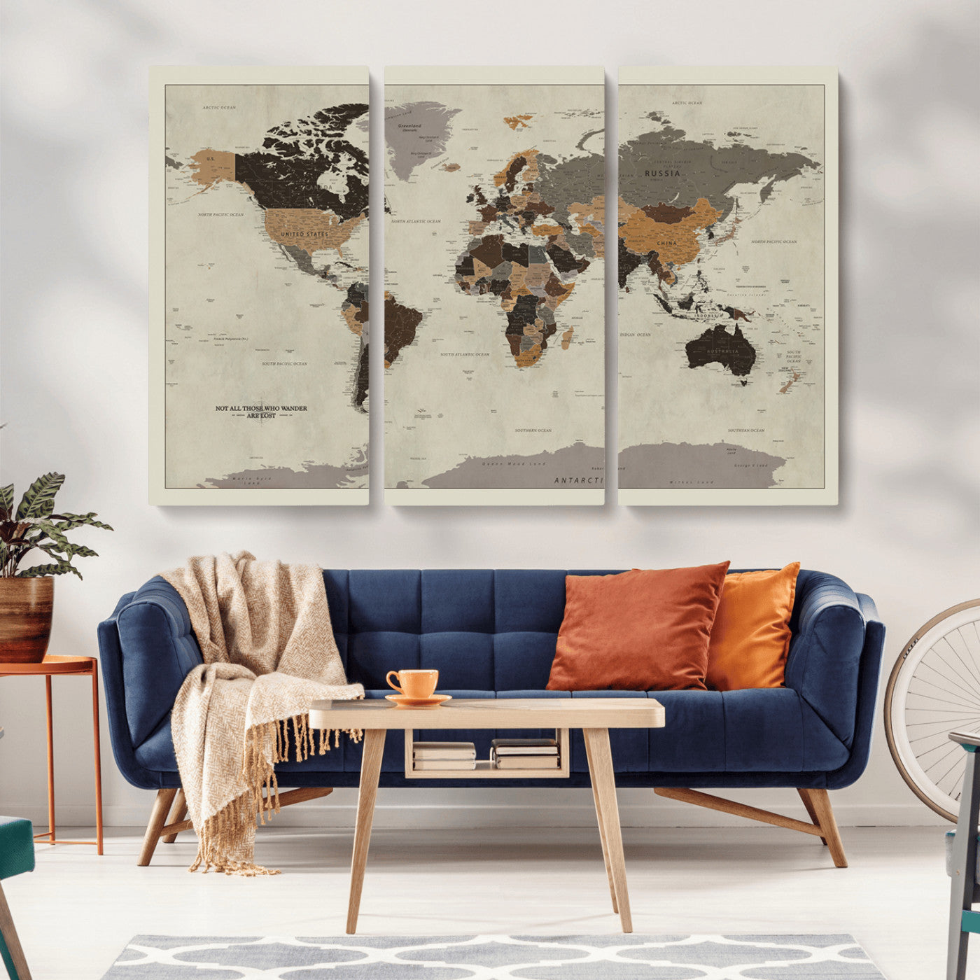 MGV-CV-48X32-3P - Push Pin World Map Canvas Print – Framed Wall Art for Couples to Track Their Travels – Anniversary