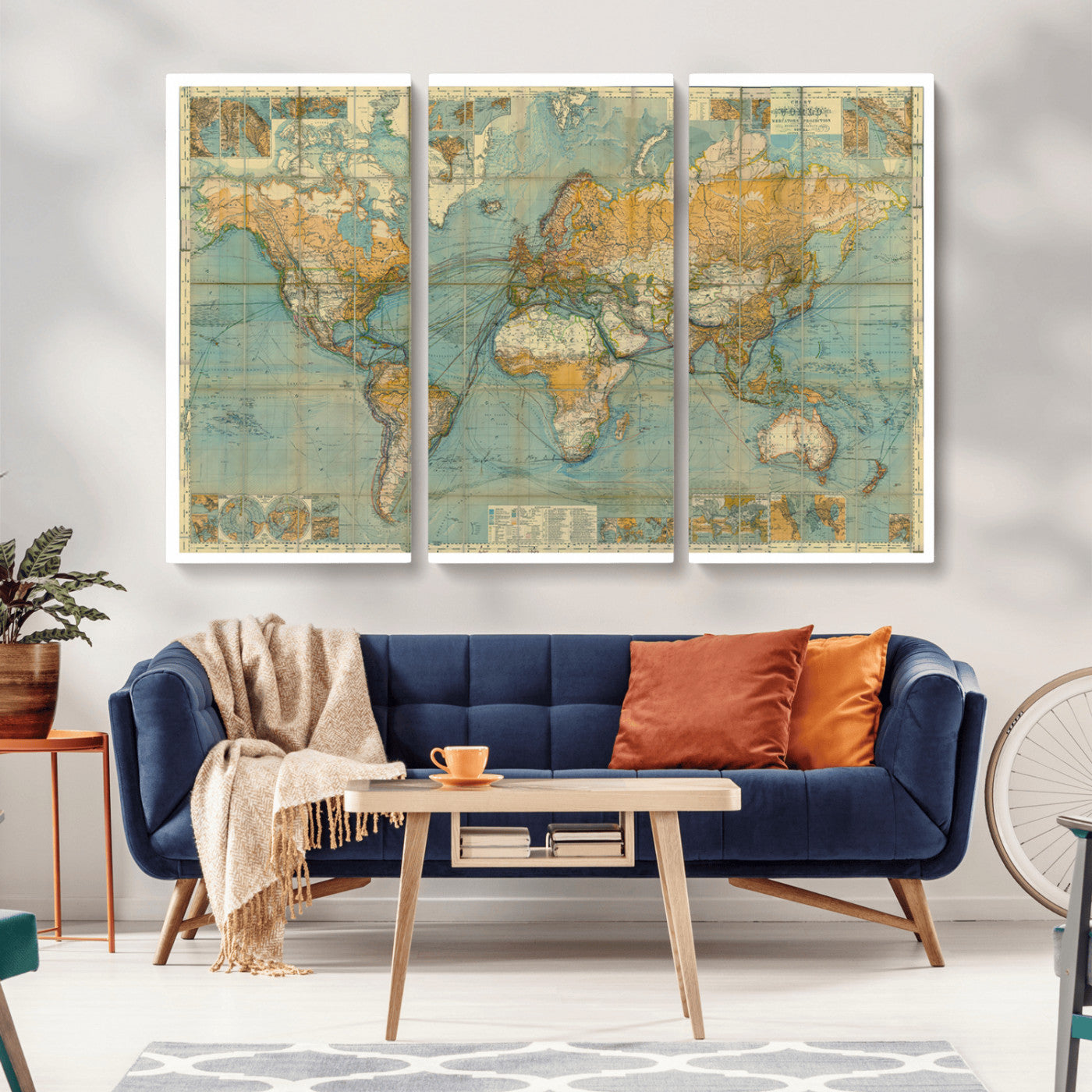 MGV-CV-48X32-3P - Push Pin World Map Canvas Print – Framed Wall Art for Couples to Track Their Travels – Anniversary