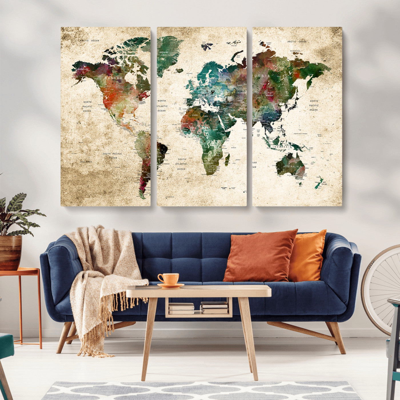 45128-MGV-CV-36X24-Push Pin World Map Canvas Print – Framed Wall Art for Couples to Track Their Travels – Anniversary Gift or Home Adventure Decor