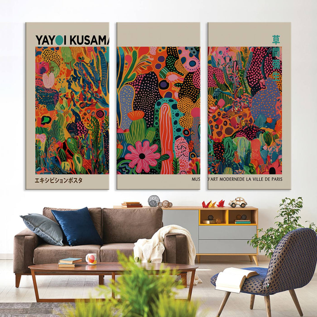 Framed Yayoi Kusama 1986 Wall Art Print adds contemporary style.