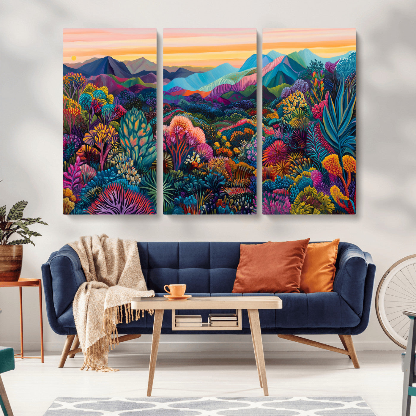 MGV-CV-48X32-3P - Colorful Abstract Landscape Wall Art Print Canvas - Vibrant Modern Decor for Living Room, Office, or