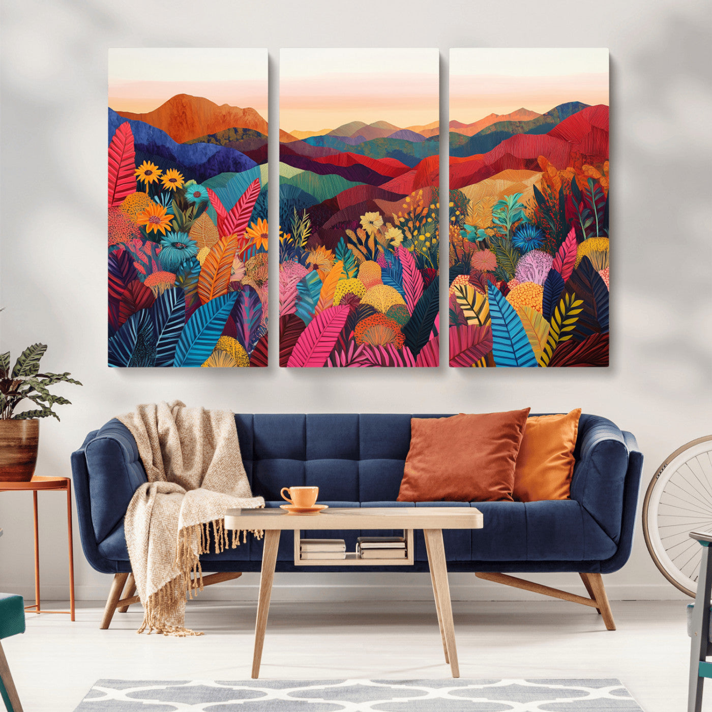 MGV-CV-48X32-3P - YAYOI KUSAMA Abstract Print - Landscape Canvas Wall Art Print - Vibrant Modern Decor for Living
